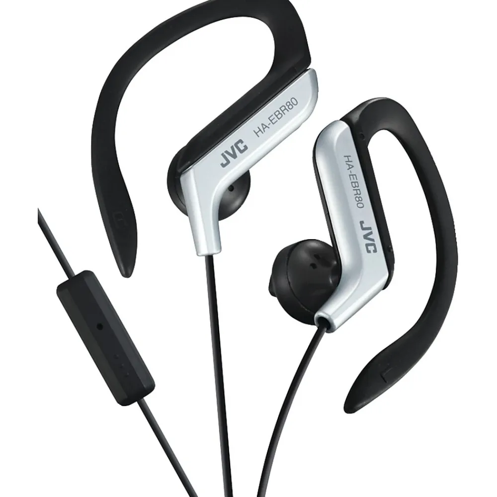 HA-EBR80S Stereo Sport-clip In-Ear Headphone with Mic and Remote, Silver<JVC Outlet
