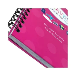 Journals|Kahootie Co. Travel Journal For Kids Hardcover Journal, 5.5" x 8.5", Wide Ruled, Pink, 60 Pages (TRAVP-H)