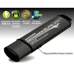 Kanguru Defender Elite 300 512GB USB 3.2 Flash Drive, Black (KDFE300-512G)