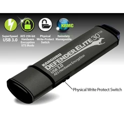 Discount Kanguru Defender Elite 30 512GB USB 3.2 Flash Drive, Black (KDFE30-512G)