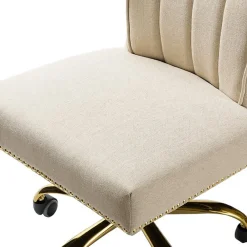 Office Chairs*Karat Home Armless Polyester Swivel Task Chair, Tan (OFM0001-TAN)