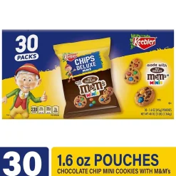 Keebler M&M's Chip Deluxe Mini Chocolate Cookies, 1.6 oz., 30/Box (209-00466)