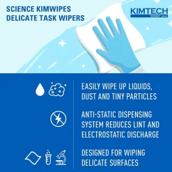 SCIENCE KIMWIPES Delicate Task Durable Fibers Cleaning Wipers, 8.4