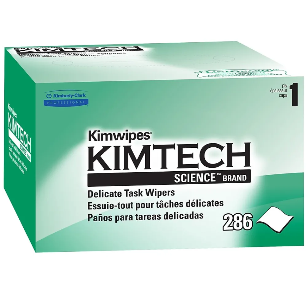 SCIENCE KIMWIPES Delicate Task Durable Fibers Cleaning Wipers, 8.4" x 4.4", White, 286 Wipers/Box, 30/Carton (34120)<Kimtech Clearance