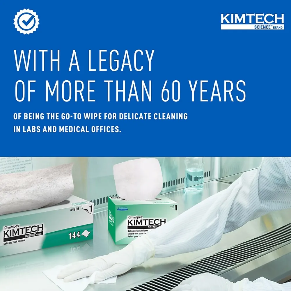 SCIENCE KIMWIPES Delicate Task Durable Fibers Cleaning Wipers, 8.4" x 4.4", White, 286 Wipers/Box, 30/Carton (34120)<Kimtech Clearance