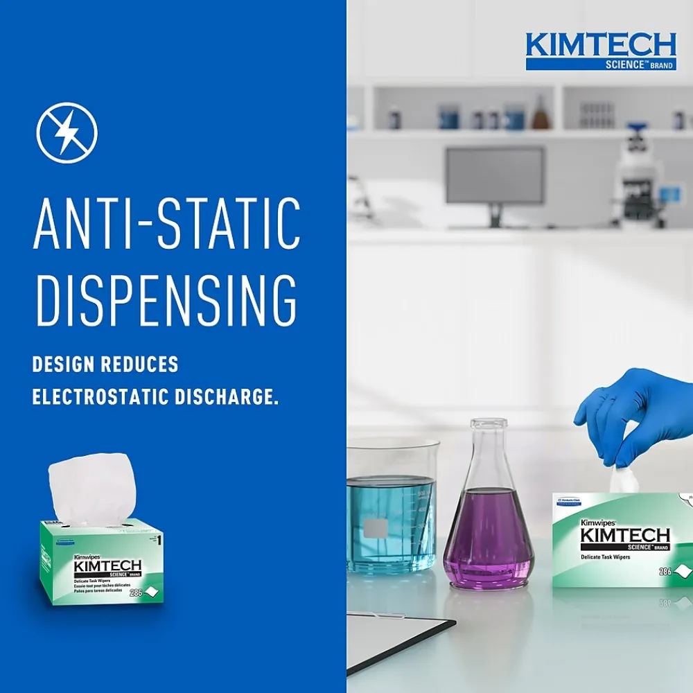 SCIENCE KIMWIPES Delicate Task Durable Fibers Cleaning Wipers, 8.4" x 4.4", White, 286 Wipers/Box, 30/Carton (34120)<Kimtech Clearance