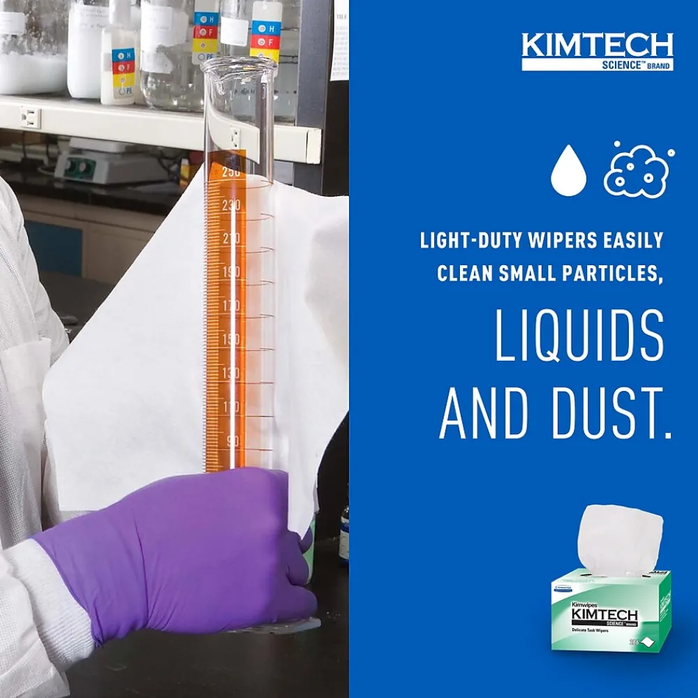 SCIENCE KIMWIPES Delicate Task Durable Fibers Cleaning Wipers, 8.4" x 4.4", White, 286 Wipers/Box, 30/Carton (34120)<Kimtech Clearance