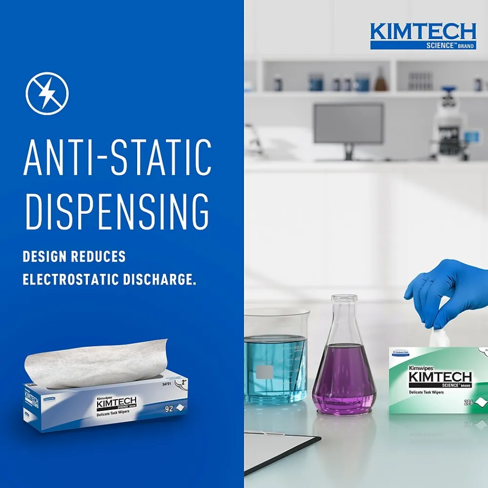 Science Kimwipes Delicate Task Fabric Cleaning Wipers, White, 92 Wipers/Box, 15/Carton (34721)<Kimtech Best