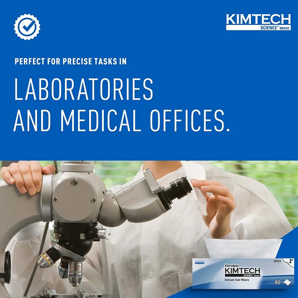 Science Kimwipes Delicate Task Fabric Cleaning Wipers, White, 92 Wipers/Box, 15/Carton (34721)<Kimtech Best
