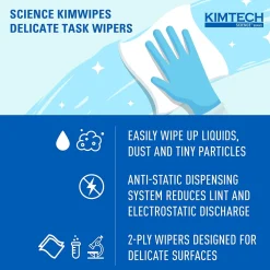 Science Kimwipes Delicate Task Fabric Cleaning Wipers, White, 92 Wipers/Box, 15/Carton (34721)<Kimtech Best