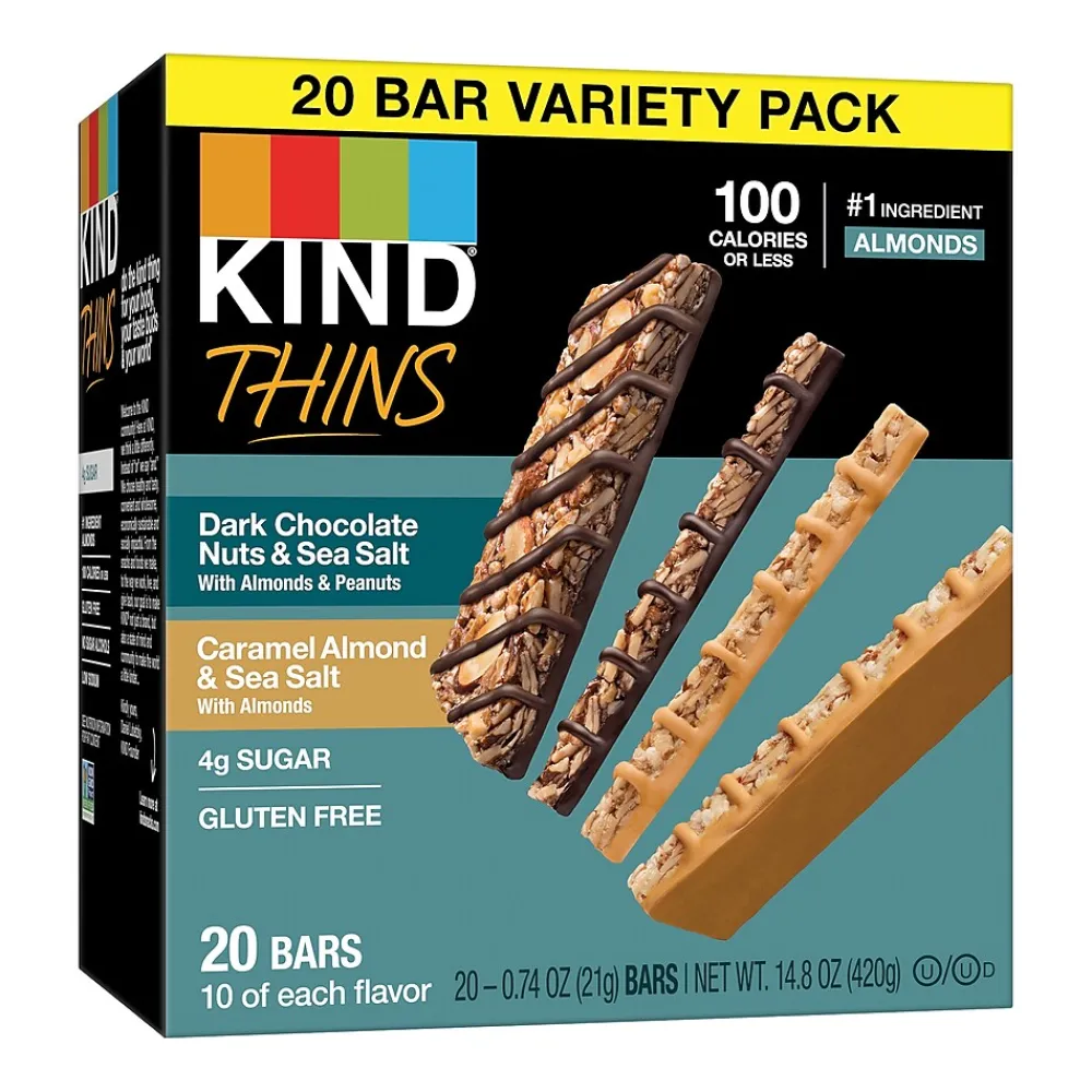 KIND Thins Gluten Free Bar Variety Pack, 14.8 oz., 20 Bars/Box (41888)