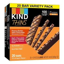 KIND Thins Gluten Free Bar Variety Pack, 14.8 oz., 20 Bars/Box (41891)