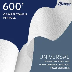 Kleenex Essential Plus+ Recycled Hardwound Paper Towels, 1-ply, 600 ft./Roll, 6 Rolls/Carton (50606)