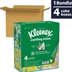 Lotion Facial Tissue, 3-Ply, 60 Sheets/Box, 4 Boxes/Pack (54289)<Kleenex Best