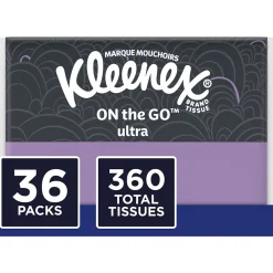 On-the-Go Ultra Slim Wallet Facial Tissue, 3-Ply, 10 Tissues/Pack, 36 Packs/Box (35533)<Kleenex Clearance