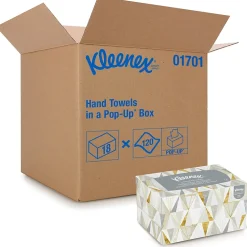 Kleenex Pop-Up Recycled Multifold Paper Towels, 1-ply, 120 Sheets/Pack, 18 Packs/Carton (01701)