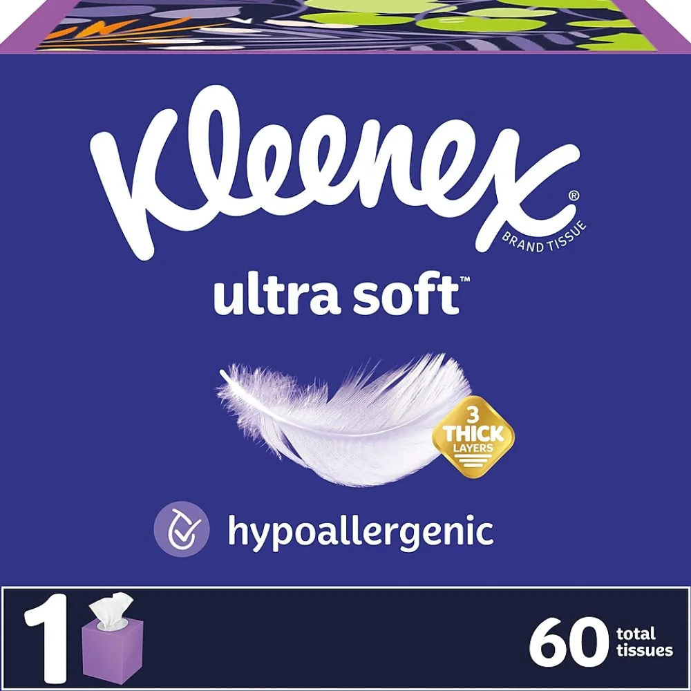 Ultra Soft Facial Tissues, 3-Ply, 60 Sheets/Box, 27 Boxes/Pack (54277)<Kleenex Sale
