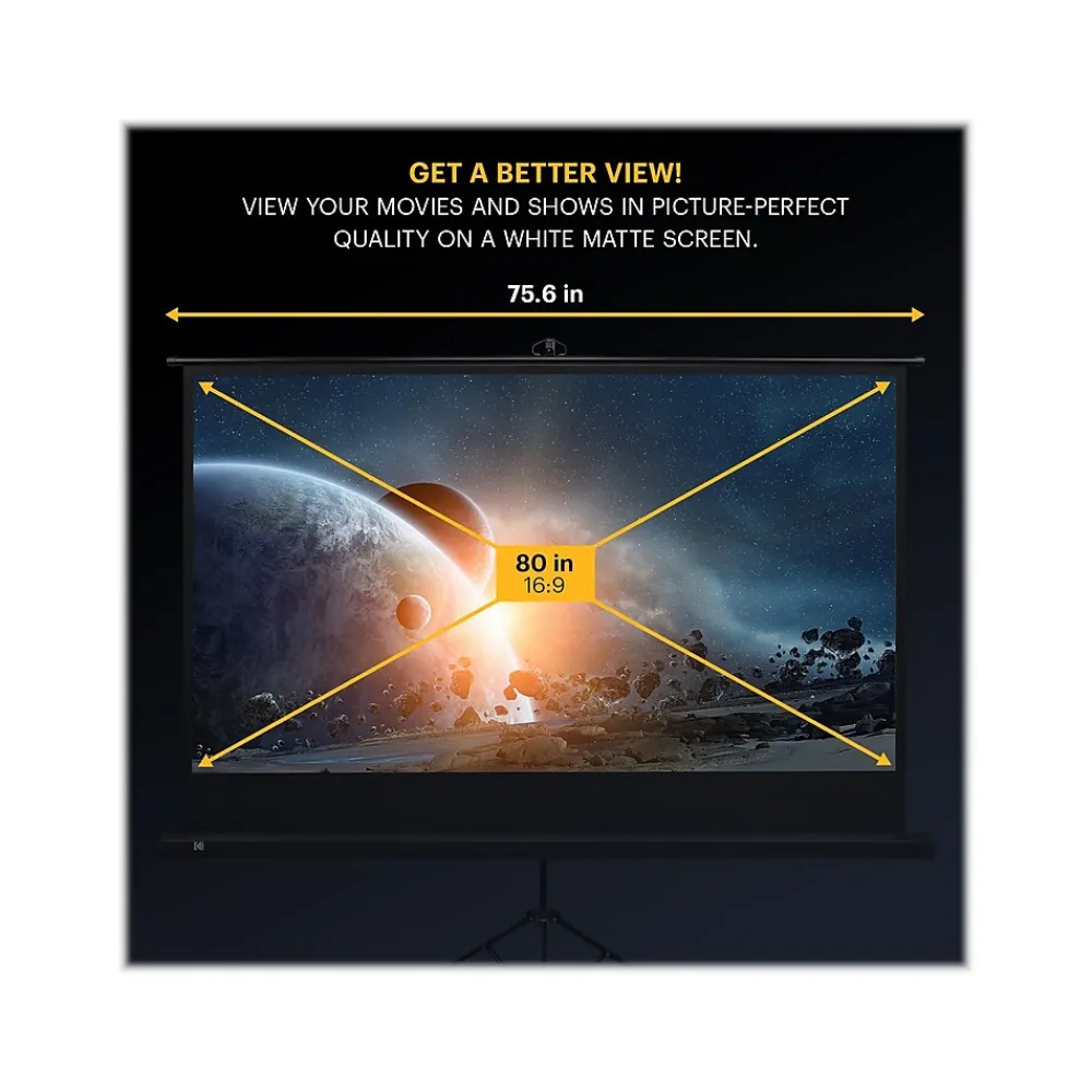 Kodak 80" Manual Tripod Projector Screen, Matte White (RODPJSTS80.16)