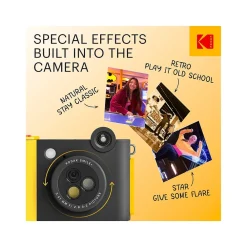Kodak Smile+ 5 Megapixels Digital Instant Print Camera, Black/Yellow (RODSMPCAMBK)