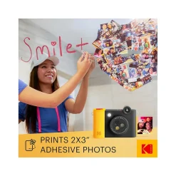 Kodak Smile+ 5 Megapixels Digital Instant Print Camera, Black/Yellow (RODSMPCAMBK)