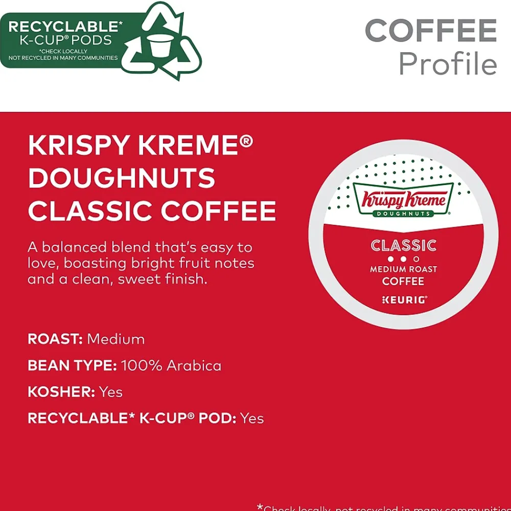 Krispy Kreme Classic Coffee Keurig® K-Cup® Pods, Medium Roast, 24/Box (06110)