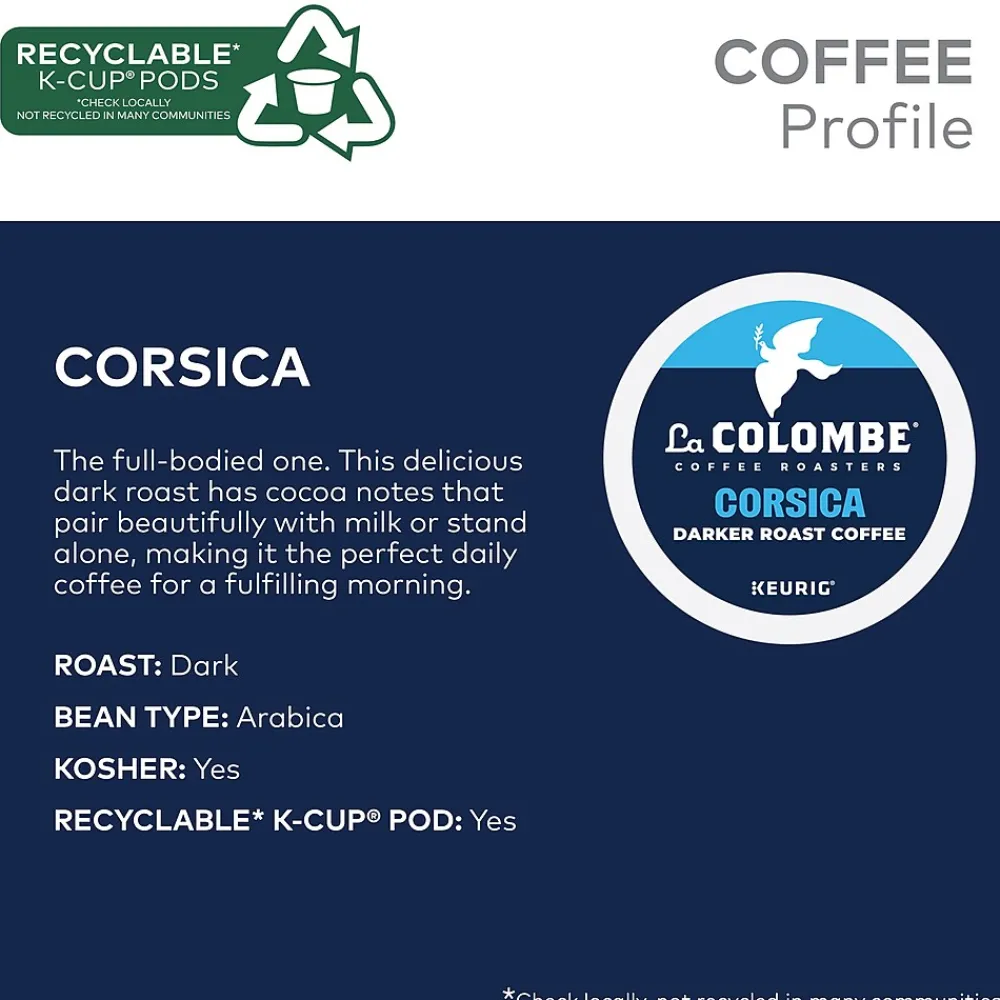 La Colombe Coffee La Colombe Corsica Coffee Keurig® K-Cup® Capsules, Dark Roast, 80/Carton (5000380614CT)