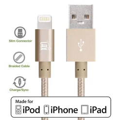 LAX Apple MFi Certified Lightning to USB Cable for Charge Sync 6ft, Gold<LAX Gadgets Clearance