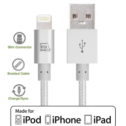 Lightning USB Cable for iPhone/iPad/iPod Touch, Silver (lghtcblMFi4ft-slv)<LAX Gadgets Online