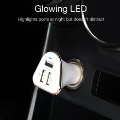 LAX 3-USB Port Car Charger 4.8A for Smartphones - White (LAX3PORTCAR-WHT)<LAX Gadgets Online