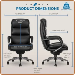 Office Chairs*La-Z-Boy Aberdeen Bonded Leather Computer and Desk Chair, Black (51545-BLK)