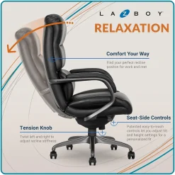 Office Chairs*La-Z-Boy Aberdeen Bonded Leather Computer and Desk Chair, Black (51545-BLK)