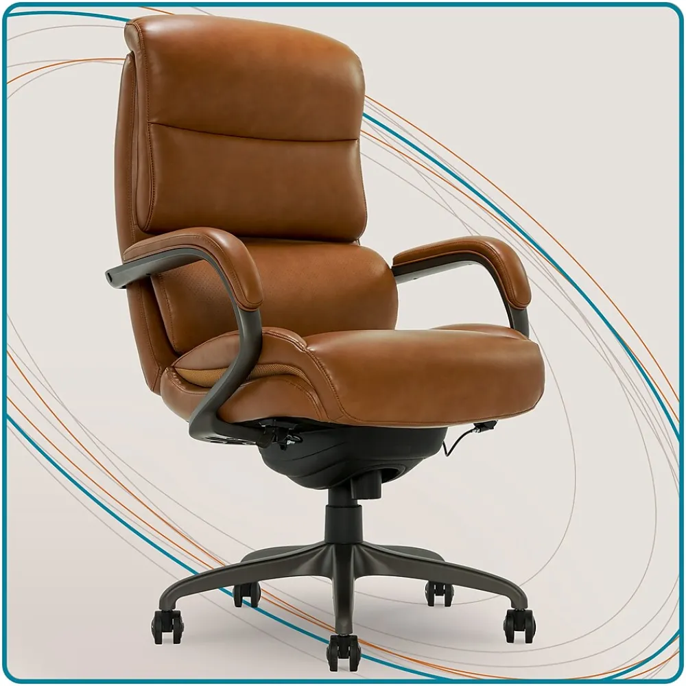 Office Chairs*La-Z-Boy Aberdeen Ergonomic Bonded Leather Swivel Computer and Desk Chair, (51545-CAM) Camel