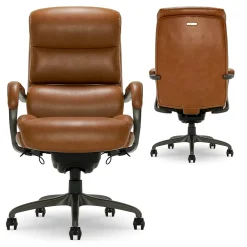 Office Chairs*La-Z-Boy Aberdeen Ergonomic Bonded Leather Swivel Computer and Desk Chair, (51545-CAM) Camel
