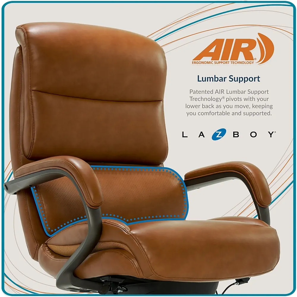 Office Chairs*La-Z-Boy Aberdeen Ergonomic Bonded Leather Swivel Computer and Desk Chair, (51545-CAM) Camel