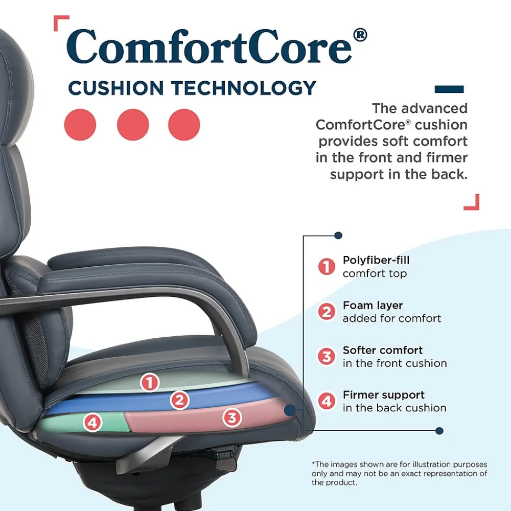 Office Chairs*La-Z-Boy Aberdeen Ergonomic Bonded Leather Swivel Executive Chair, Dark Blue (51545-DBLU)