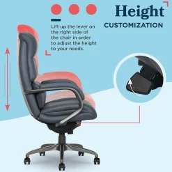 Office Chairs*La-Z-Boy Aberdeen Ergonomic Bonded Leather Swivel Executive Chair, Dark Blue (51545-DBLU)