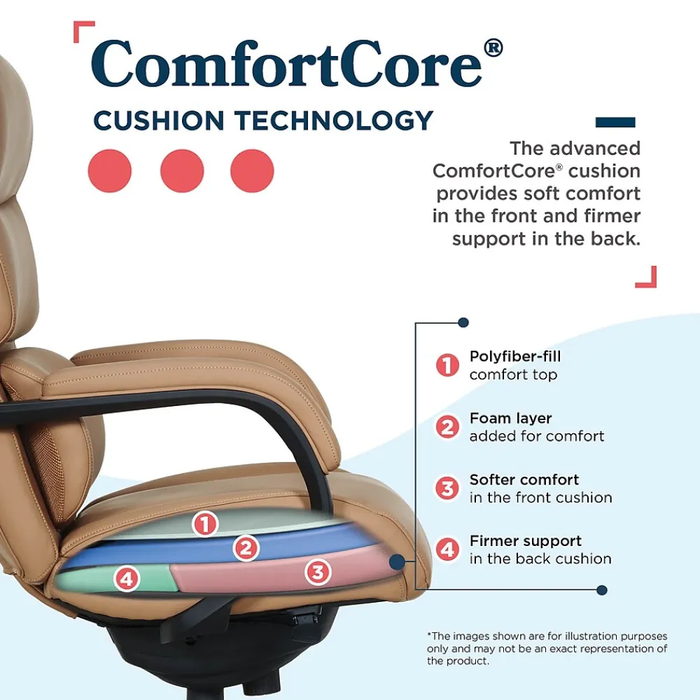 Office Chairs*La-Z-Boy Aberdeen Ergonomic Bonded Leather Swivel Executive Chair, Tan (51545-TAN)