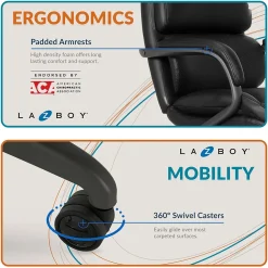 Ergonomic Chairs*La-Z-Boy Aberdeen Leather Computer and Desk Chair, (51545) Black
