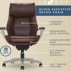 Ergonomic Chairs*La-Z-Boy Alton Ergonomic Bonded Leather Swivel Executive Chair, (51544-BRN) Brown