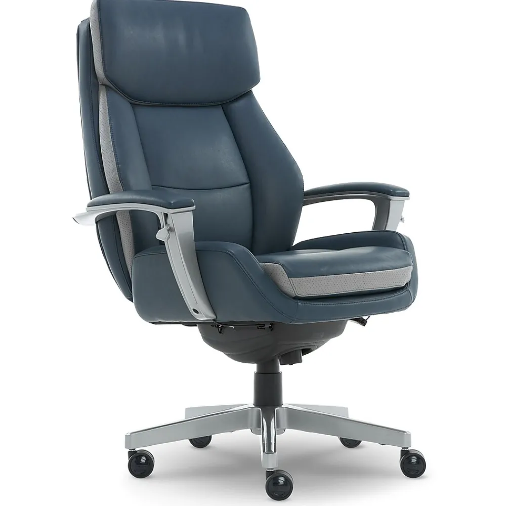 Office Chairs*La-Z-Boy Alton Ergonomic Bonded Leather Swivel Executive Chair, (60029-DS) Blue