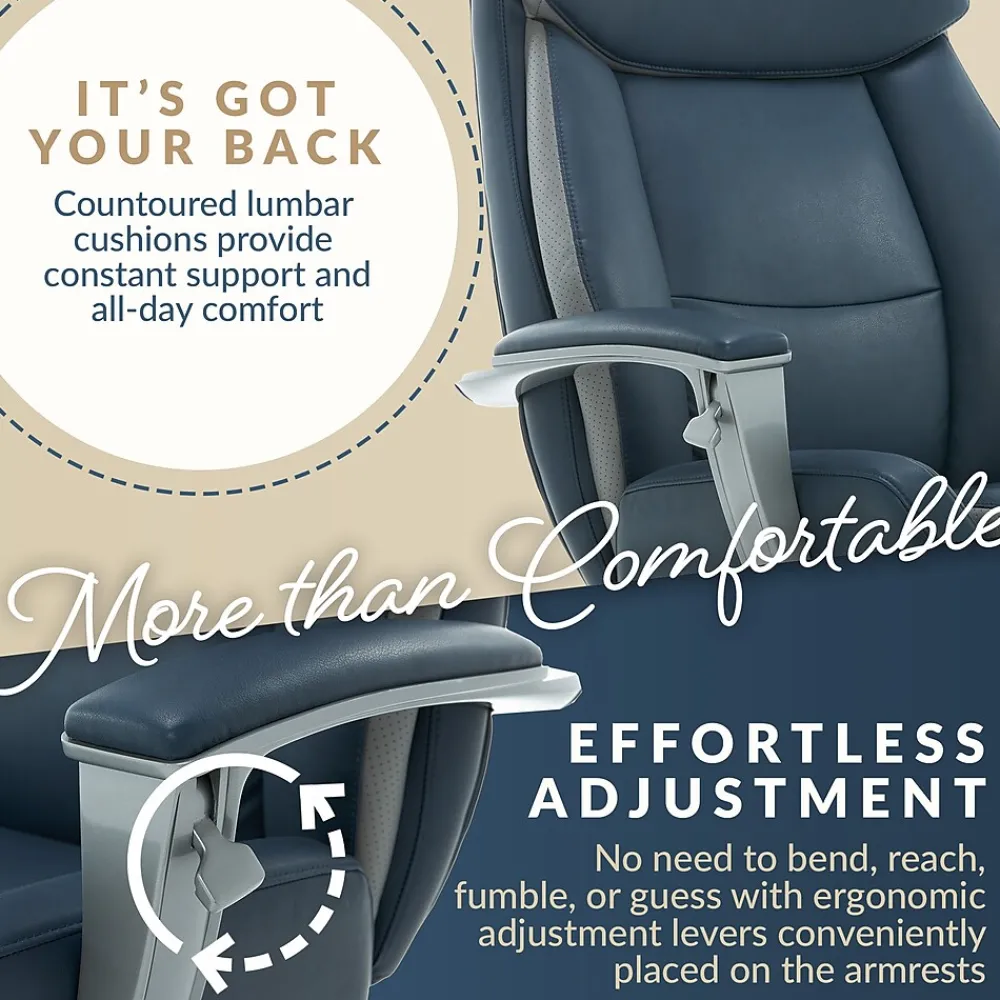 Office Chairs*La-Z-Boy Alton Ergonomic Bonded Leather Swivel Executive Chair, (60029-DS) Blue