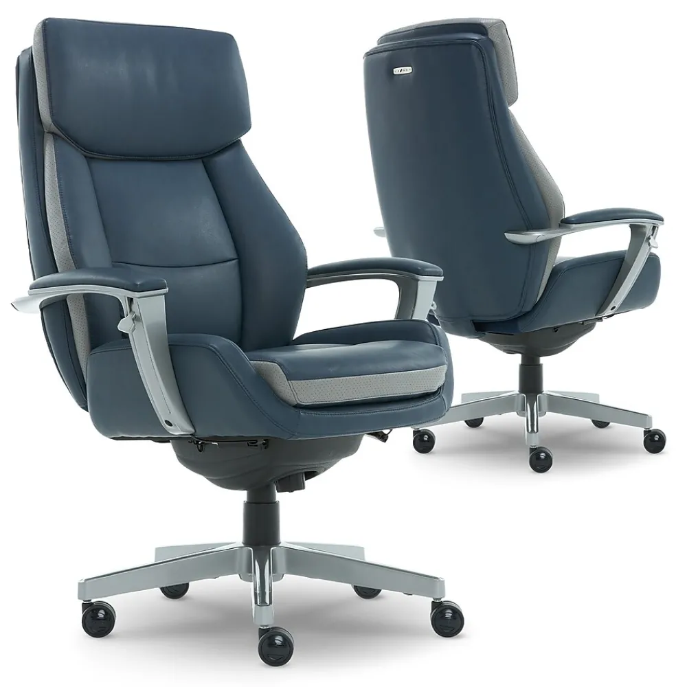 Office Chairs*La-Z-Boy Alton Ergonomic Bonded Leather Swivel Executive Chair, (60029-DS) Blue