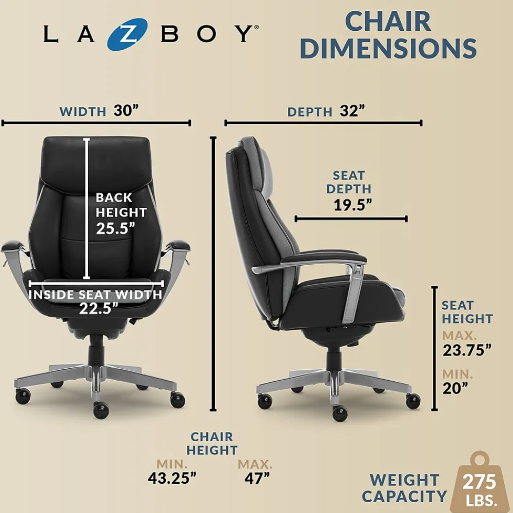 Ergonomic Chairs*La-Z-Boy Alton Leather Executive Chair, (51544) Black