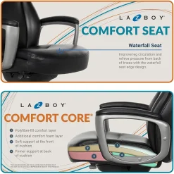 Office Chairs*La-Z-Boy Arcadian Bonded Leather Executive Chair, (60009) Black