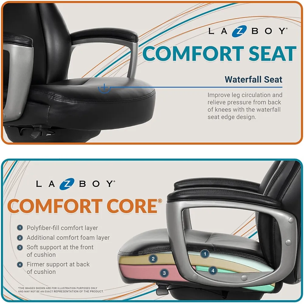 Office Chairs*La-Z-Boy Arcadian Bonded Leather Executive Chair, (60009) Black