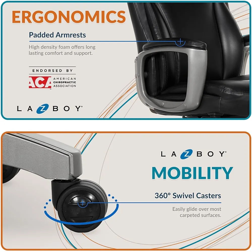 Office Chairs*La-Z-Boy Arcadian Bonded Leather Executive Chair, (60009) Black