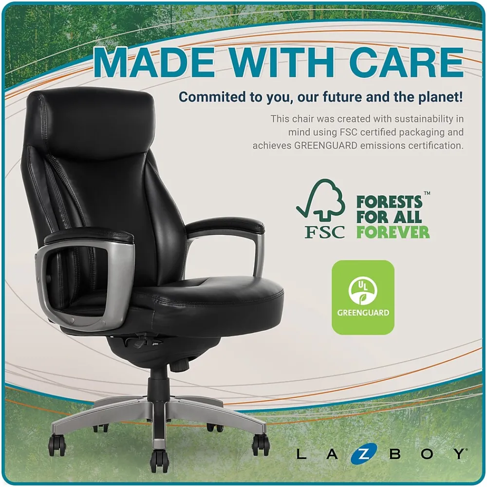 Office Chairs*La-Z-Boy Arcadian Bonded Leather Executive Chair, (60009) Black