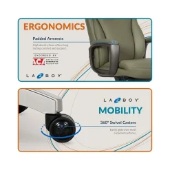 Office Chairs*La-Z-Boy Arcadian Ergonomic Bonded Leather Swivel Executive Chair, Olive (60008-OLV)