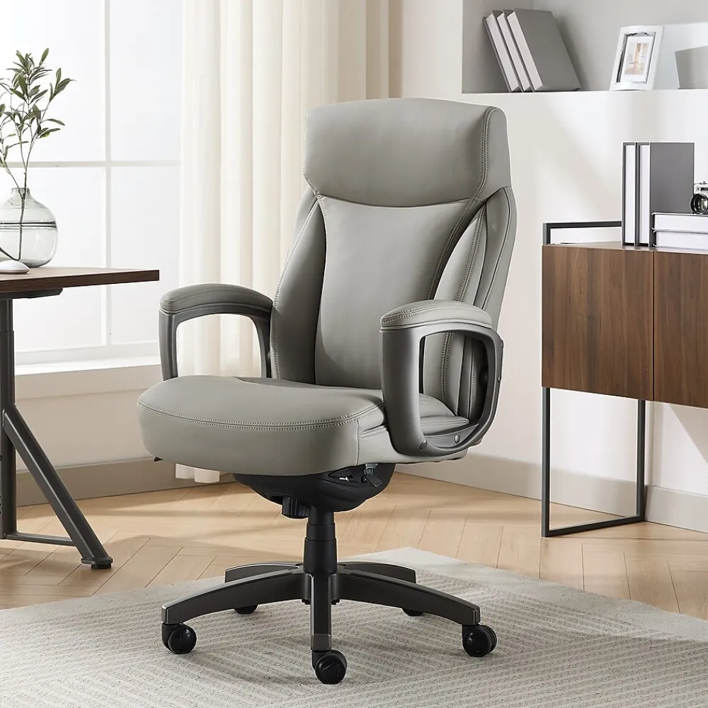 Office Chairs*La-Z-Boy Arcadian Ergonomic Bonded Leather Swivel Executive Chair, Beige (60008-BGE)