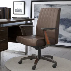 Office Chairs*La-Z-Boy Bennett Ergonomic Faux Leather Swivel Executive Chair, Brown (CHR10082C)